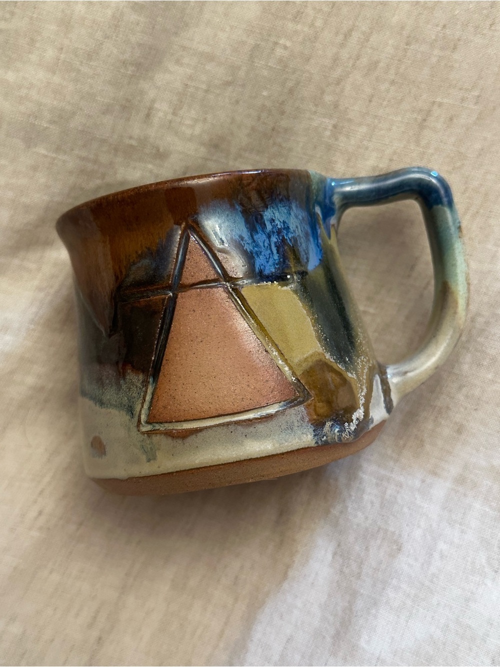 Handmade Ceramic Mug in Brown & Blue - Artisan Home Art